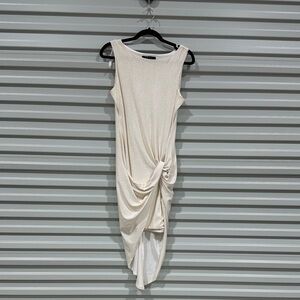 Snap Champagne High-Low Knot-Detail Sleeveless Dress
